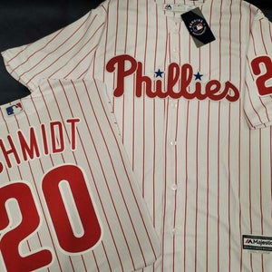 20114 Majestic Phillies MIKE SCHMIDT Vintage Sewn Baseball JERSEY All Sizes