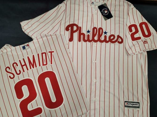 20114 Majestic Phillies MIKE SCHMIDT Vintage Sewn Baseball JERSEY All Sizes