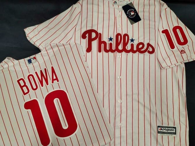 20114 Majestic Phillies LARRY BOWA Vintage Sewn Baseball JERSEY All Sizes