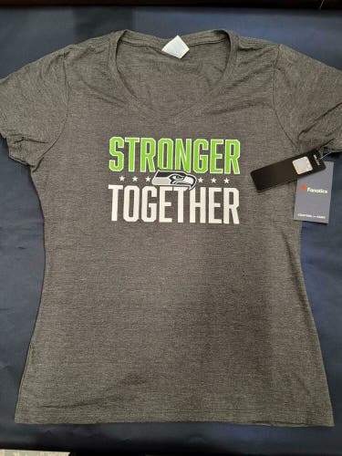 20114 Womens SEATTLE SEAHAWKS V-Neck Stronger Together Football Jersey Shirt