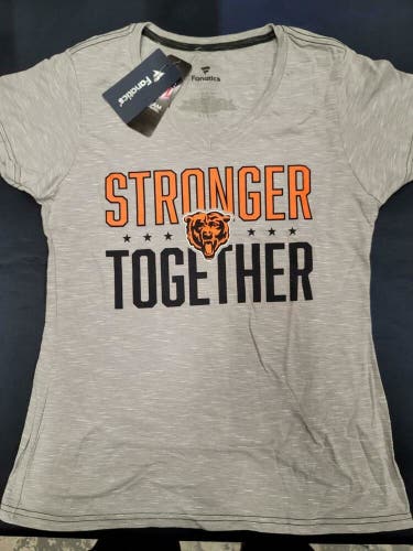 20114 Womens CHICAGO BEARS V-Neck Stronger Together Football Jersey Shirt NWT