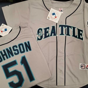 20119 Majestic Seattle Mariners RANDY JOHNSON Sewn Baseball JERSEY GRAY New