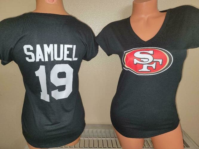 20127-1 Womens NFL Apparel SAN FRANCISCO 49ers DEEBO SAMUEL V-Neck SHIRT BLACK