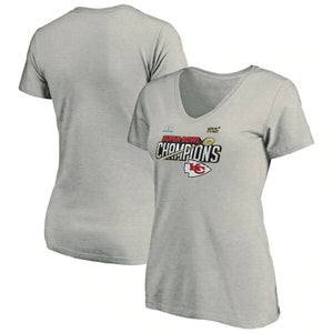 11202 Womens KANSAS CITY CHIEFS V-Neck PLUS SIZE Super Bowl LIV CHAMPIONS Shirt
