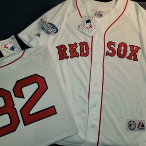 Majestic Boston Red Sox DEREK LOWE 2004 World Series Baseball JERSEY WHITE