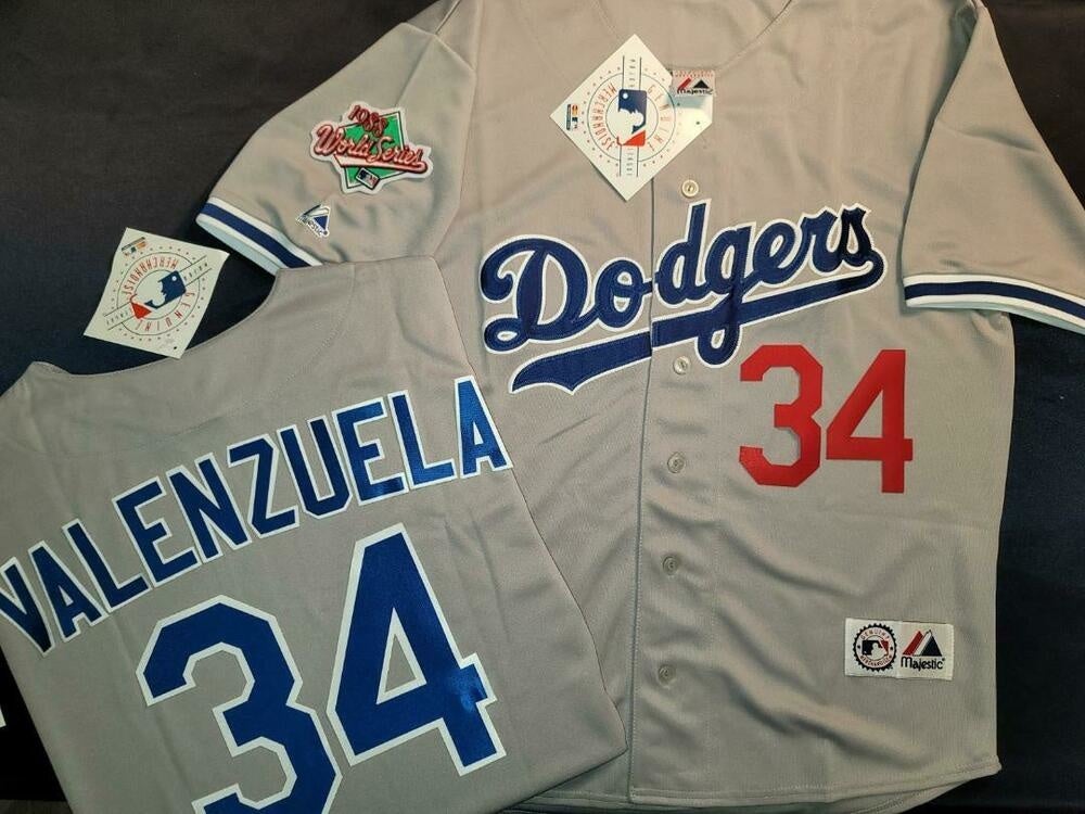 RARE 1955 Los Angeles Dodgers Fernando Valenzuela Majestic Gray Jersey Size  52
