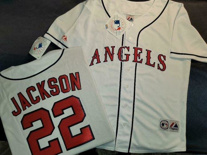 11111 Mens California Angels BO JACKSON Vintage Baseball Jersey White NWT