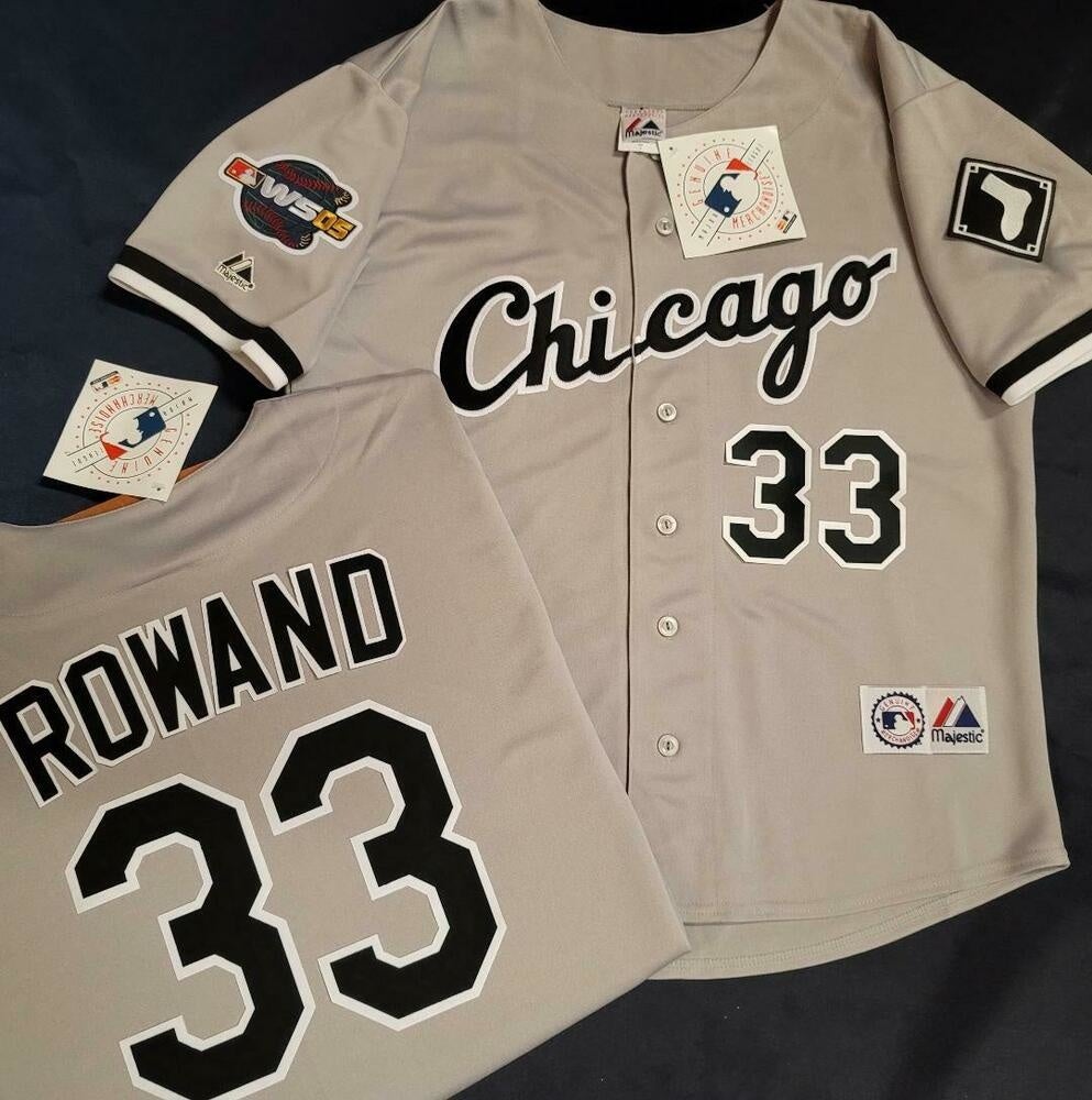 Majestic Chicago White Sox AARON ROWAND 2005 World Series Baseball Jer –