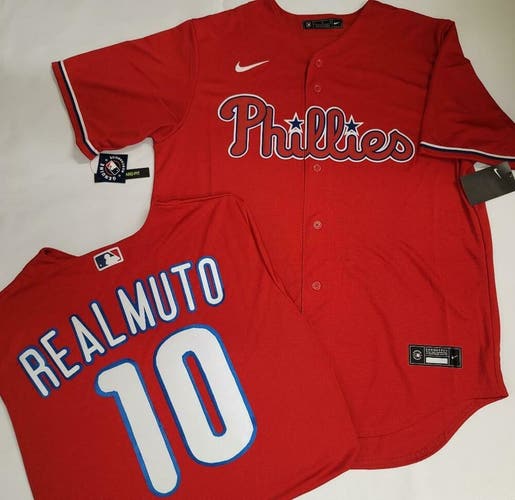 1924 Mens Nike Philadelphia Phillies JT REALMUTO 100% REAL Sewn JERSEY RED New