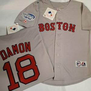 Majestic Boston Red Sox JOHNNY DAMON 2004 World Series Baseball JERSEY GRAY