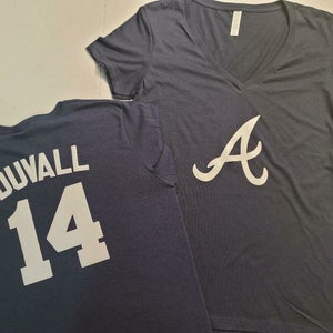 11021 Womens Atlanta Braves ADAM DUVALL V-Neck Baseball Jersey Shirt Blue New