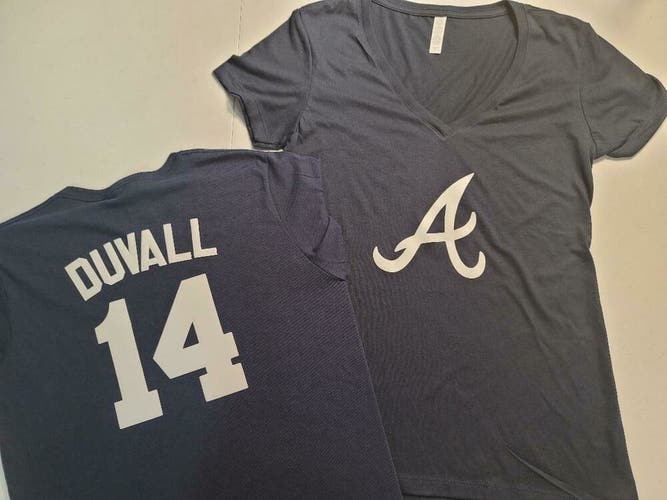 11021 Womens Atlanta Braves ADAM DUVALL V-Neck Baseball Jersey Shirt Blue New