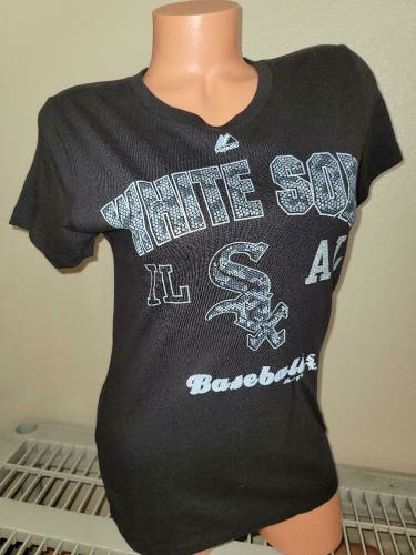 1528 Womens Ladies Majestic CHICAGO WHITE SOX "AL" Baseball Jersey Shirt BLACK