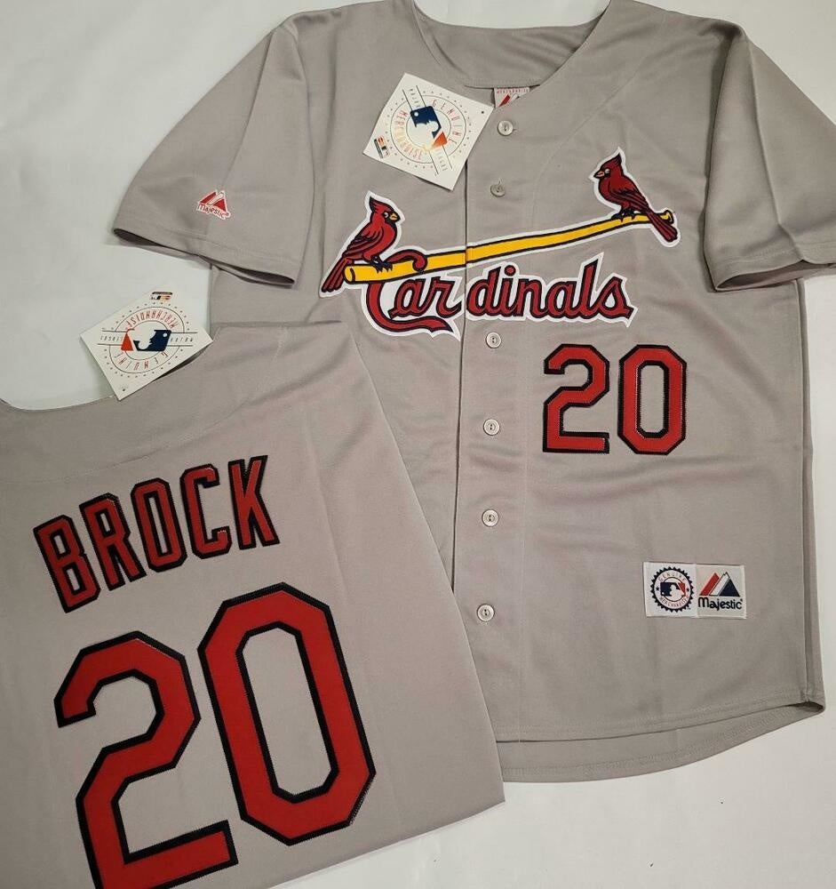XXL) STL Cardinals Lou Brock Embroidered Jersey