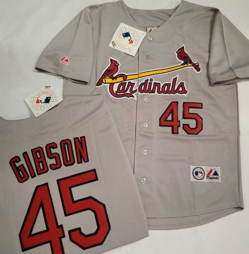 1705 Majestic St Louis Cardinals BOB GIBSON Baseball Jersey GRAY New