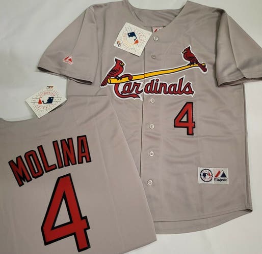 1705-1 Majestic St Louis Cardinals YADIER MOLINA Baseball Jersey GRAY New