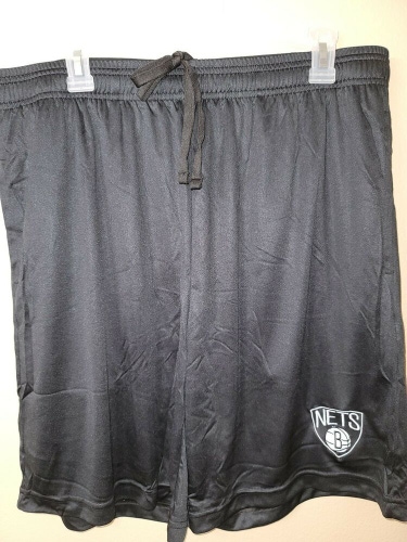 0724 Boys Youth NBA BROOKLYN NETS Polyester Jersey SHORTS Embroidered BLACK New