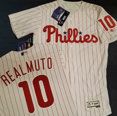 1811 Majestic Phillies JT REALMUTO 100% REAL Authentic Flex Base GAME Jersey