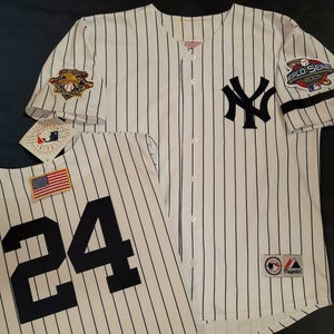1820 Majestic 2001 World Series New York Yankees TINO MARTINEZ Sewn JERSEY WHT
