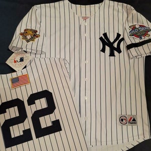 1820 Majestic 2001 World Series New York Yankees ROGER CLEMENS Sewn JERSEY WHT