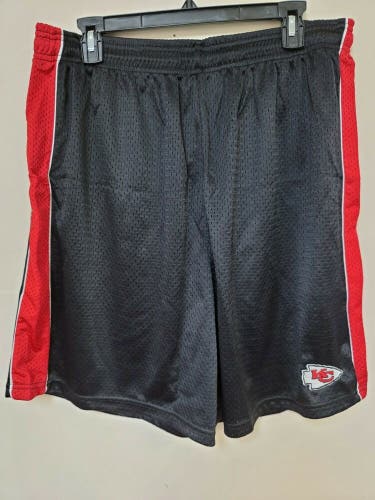0724-5 BOYS KANSAS CITY CHIEFS Polyester Jersey SHORTS Embroidered BLACK New