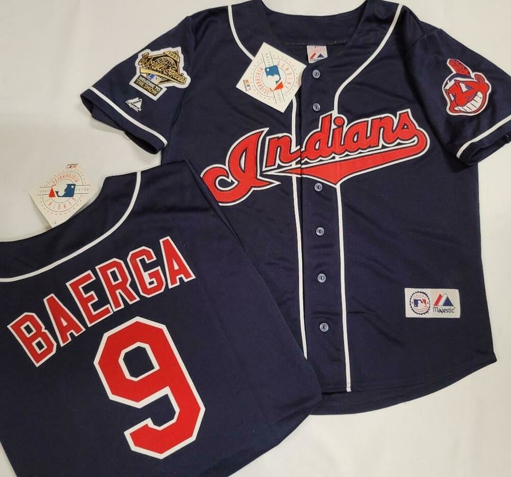 Vintage MIRAGE Carlos Baerga Cleveland Indians Jersey Large Blue 90s