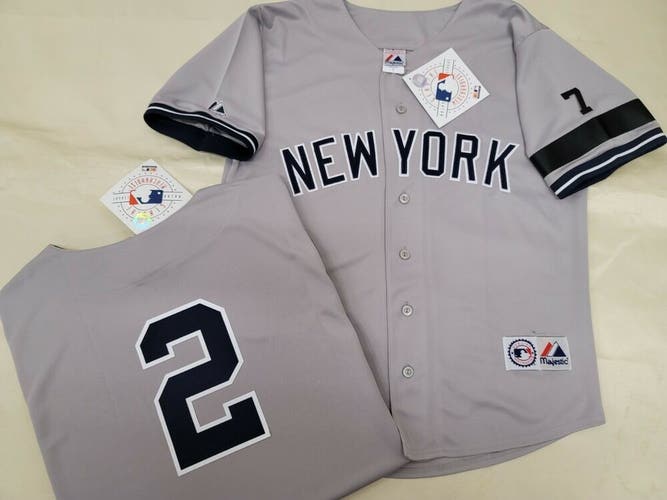 1304 Mens 1995 Majestic New York Yankees DEREK JETER Sewn Baseball JERSEY Gray