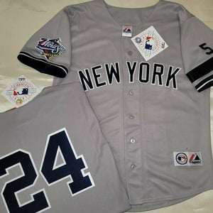 1304 Majestic 1999 World Series New York Yankees TINO MARTINEZ Sewn JERSEY Gray