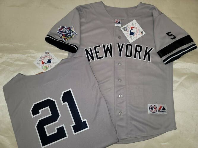 1304 Majestic 1999 World Series New York Yankees PAUL O'NEILL Sewn JERSEY Gray