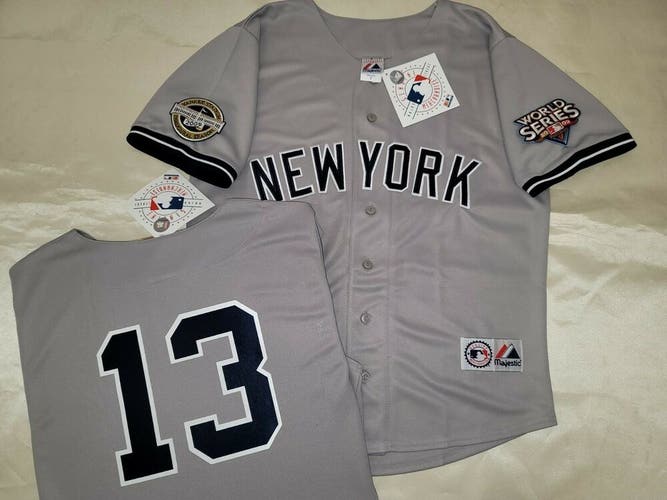 1304 Majestic 2009 World Series New York Yankees ALEX RODRIGUEZ Sewn JERSEY Gray