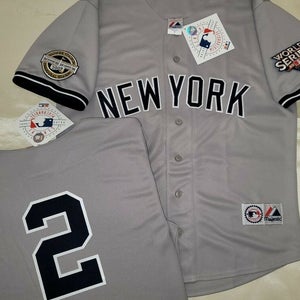 1304 Majestic 2009 World Series New York Yankees DEREK JETER Sewn JERSEY Gray