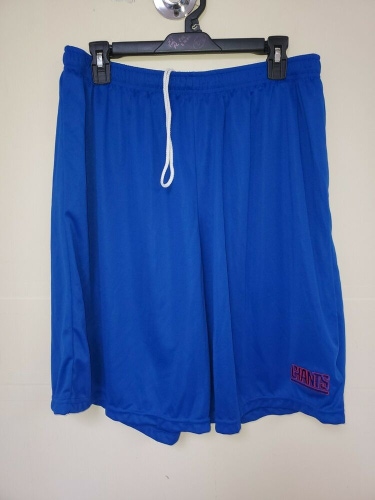 0724 BOYS NEW YORK GIANTS Polyester Jersey SHORTS Embroidered ROYAL W/Pockets