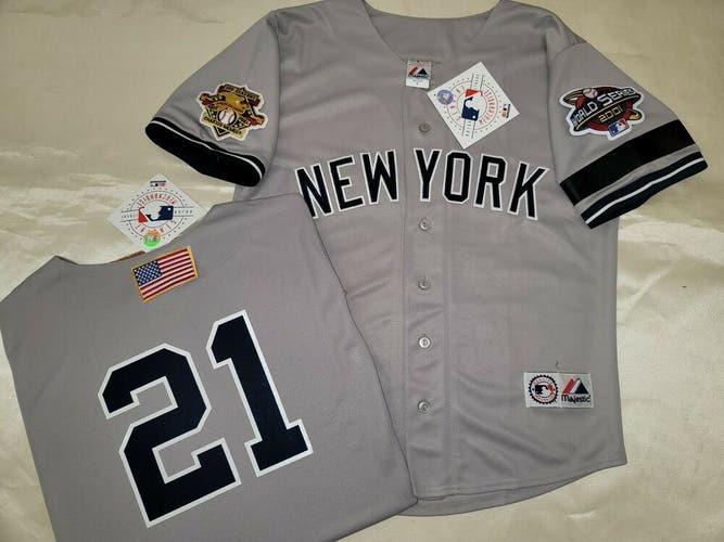 1304 Majestic 2001 World Series New York Yankees PAUL O'NEILL Sewn JERSEY GRAY