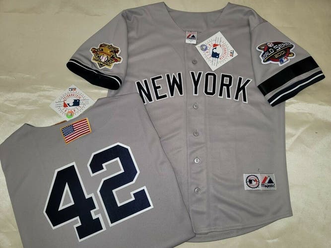 1304 Majestic 2001 World Series New York Yankees MARIANO RIVERA Sewn JERSEY GRAY