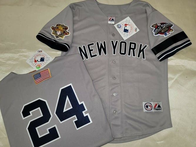 1304 Majestic 2001 World Series New York Yankees TINO MARTINEZ Sewn JERSEY GRAY