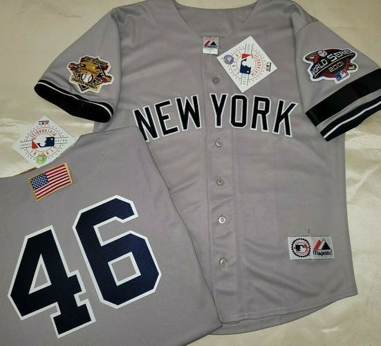 1304 Majestic 2001 World Series New York Yankees ANDY PETTITTE Sewn JERSEY GRAY