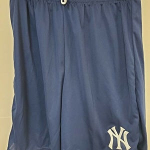 0724 BOYS Majestic NEW YORK YANKEES Jersey Polyester SHORTS Blue New w/Pockets