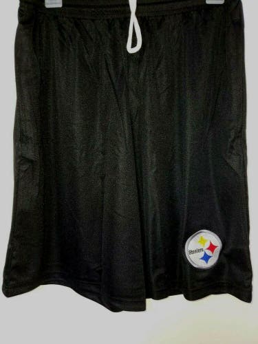 0724-1 BOYS PITTSBURGH STEELERS Polyester Jersey SHORTS Embroidered BLACK New
