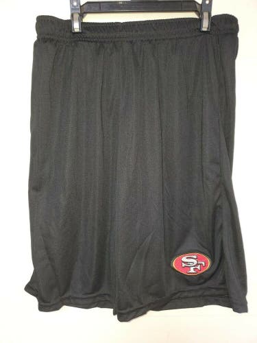 0724-1 BOYS SAN FRANCISCO 49ers Polyester Jersey SHORTS Embroidered BLK POCKETS