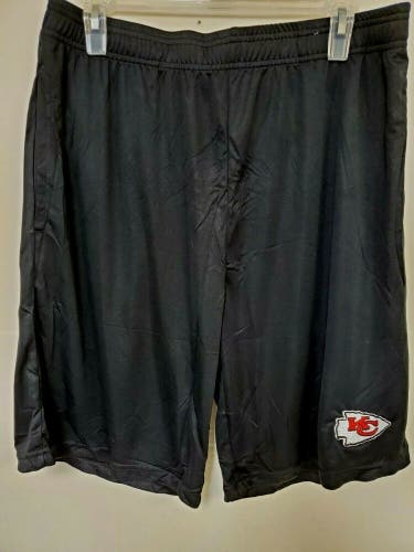 0724 BOYS KANSAS CITY CHIEFS Polyester Jersey SHORTS Embroidered W/Pockets BLACK