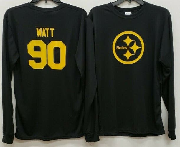 01204 MENS Pittsburgh Steelers TJ WATT Long Sleeve POLYESTER Jersey Shirt New