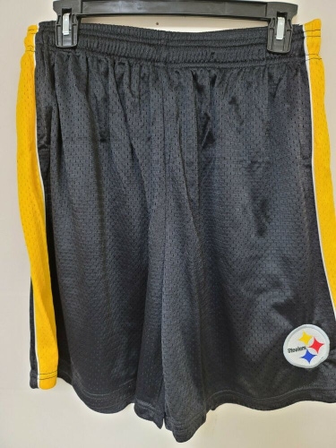0724-5 Mens PITTSBURGH STEELERS Polyester Jersey SHORTS Embroidered BLACK New