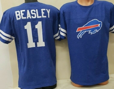 1118 MENS Buffalo Bills COLE BEASLEY "Stripes" Football Jersey Shirt BLUE New