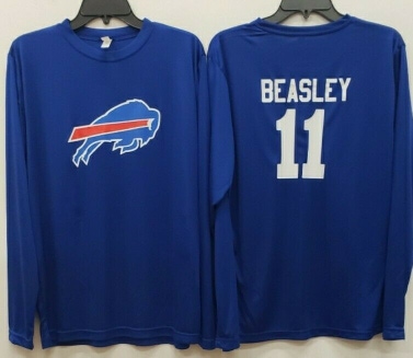 01221 MENS NFL Buffalo Bills COLE BEASLEY Long Sleeve Polyester Jersey Shirt Nea