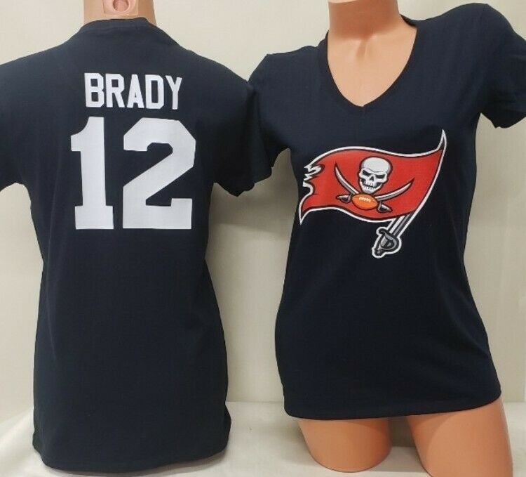 1124 Womens Ladies Tampa Bay Buccaneers TOM BRADY V-Neck Football SHIRT RED  New