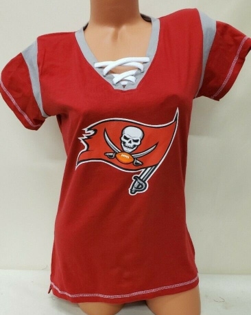 1124 Womens Ladies TAMPA BAY BUCCANEERS "Laces" Football Jersey SHIRT RED New