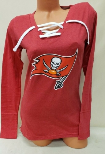 1124 Womens TAMPA BAY BUCCANEERS "Laces" Long Sleeves Football Jersey SHIRT Red