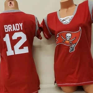 1124 Womens Ladies Tampa Bay Buccaneers TOM BRADY V-Neck Football SHIRT RED  New