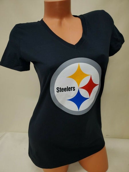 01127 Womens Ladies PITTSBURGH STEELERS V-Neck Jersey Shirt New BLACK