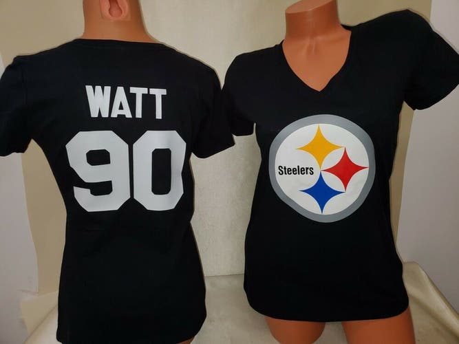 01127 Womens Ladies Pittsburgh Steelers TJ T.J. WATT V-Neck Jersey Shirt New